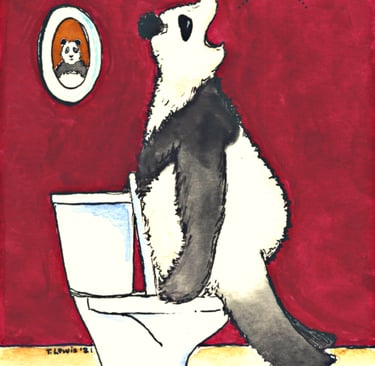 a panda bear sitting on a toilet seat