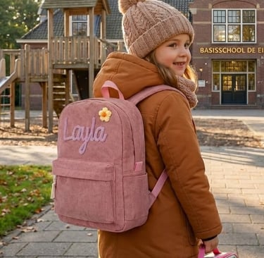 meisje met een roze rugzak