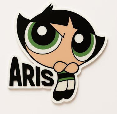 “Emblema infantil personalizado con diseño colorido y nombre en relieve.”