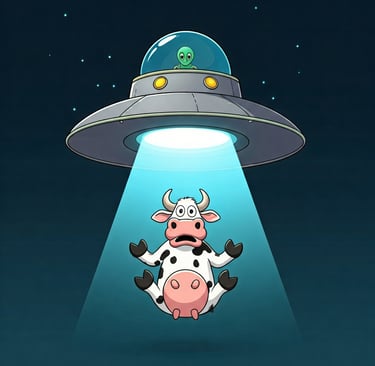 Vaca siendo aducida por alien