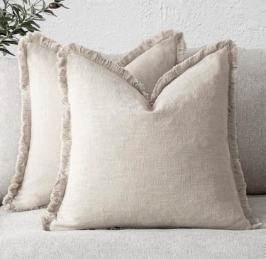 Linen Fringe Throw Pillow Covers