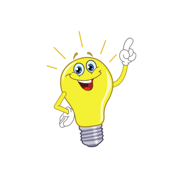 Emoji en forme d'ampoule avec un sourire, symbolisant une idée importante