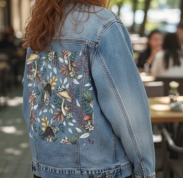 Girl wearing a printed jacket