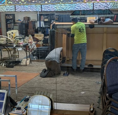 workers securing junk to remove safely