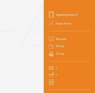 Planimetria bilocale Mil-Flores, appartamento 6, 55 mq, via Dei Bombici Cremona.