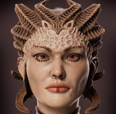 a woman with a large headpiece and a large headpiece
