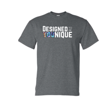 a t - shirt with the words designed to be YOUnique logo