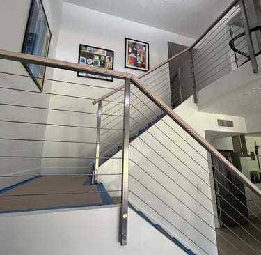 Upgraded staircase with modern touches