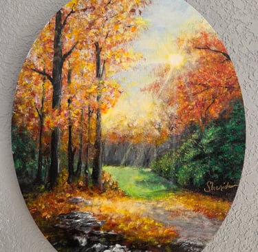 a painting of a painting of a painting of a forest