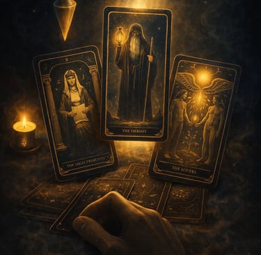 a person holding a card game of tarot