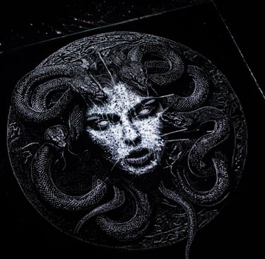 Broken Glass Art Medusa