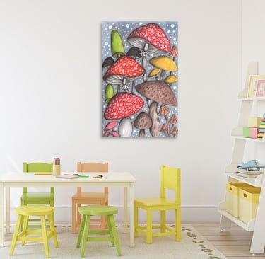Kids Room with Mushrooms Wall Art