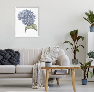 Living Room with Floral Wall Art