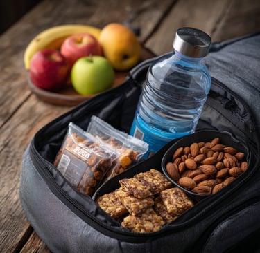 Healthy snacks and water