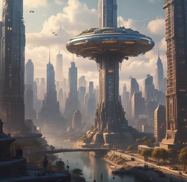 a road under a bridge with a building in the background