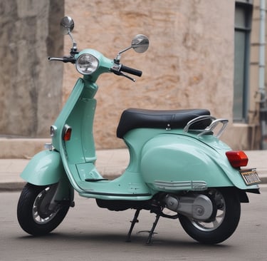A friendly customer service agent holding a phone with a WhatsApp chat screen open, ready to assist with scooter rentals.