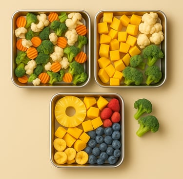 Variety of IQF Frozen Royal Market products