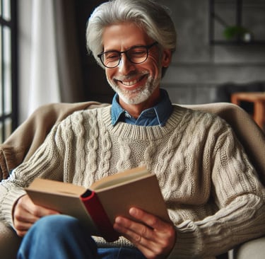 image of an older man reading