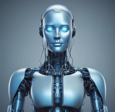 "Imagen generada por IA estilo creativo: robot escribiendo en un teclado"