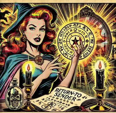 a woman in a witch's hat and a book