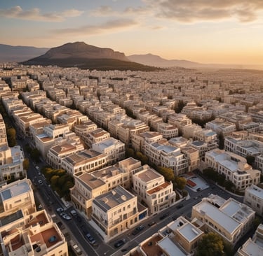 a cityscape of a city with a mountain in the background