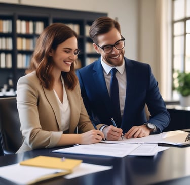 Mobile notary assisting a client in Woburn MA with Power of Attorney signing