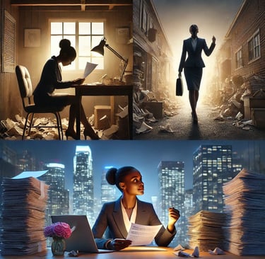 a woman in a suit and a man in a suit