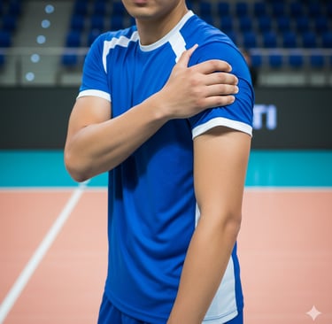 Jogador de vôlei com dor no ombro