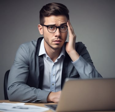 Professional with hand on face