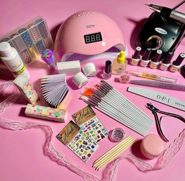 kit base onicotecnica lampada pennelli gel colori cleaner fresa colori