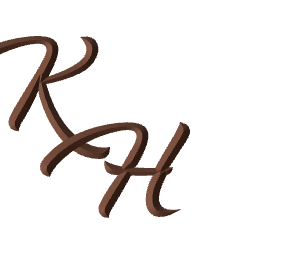 a brown and white logo with the letters KH