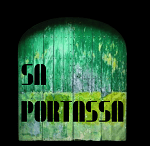 a green door with the words'all about it's been written in black