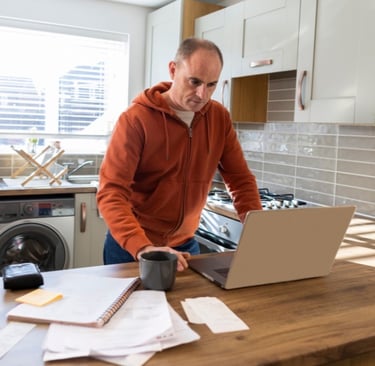 Builder reviewing project costs