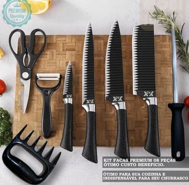 Kit Churrasco Conjunto de 08 Peças