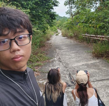 Da Nang tour guide and tourists watching langurs on Son Tra mountain.