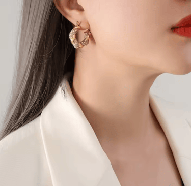 big gold-plated hoop earrings with cubic zirconia