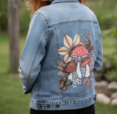 Girl wearing a printed jacket