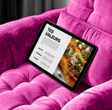 Ipad présentant la page "Tes Valeurs" du Brand Starter