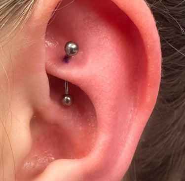 Stylish titanium rook piercing jewellery with gem detail