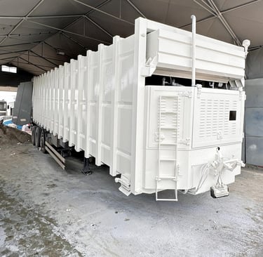 Sabbiatura, verniciatura, semi rimorchio.