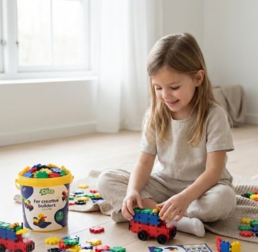 meisje zit op de grond te spelen met clics