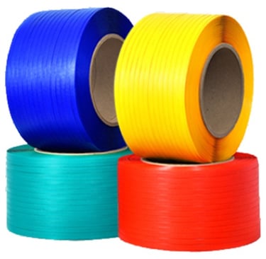 a group of three different coloured tape on a white background