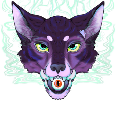 a cat with a demon eyeball in the middle of the image