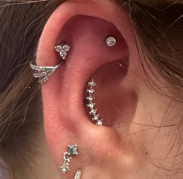 Titanium helix piercing jewellery expertly fitted by Jooles in Stonehaven
