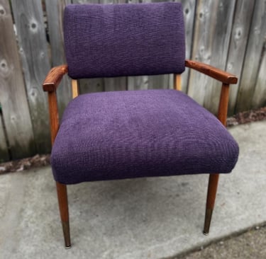 reupholstered eggplant chenille vintage chair