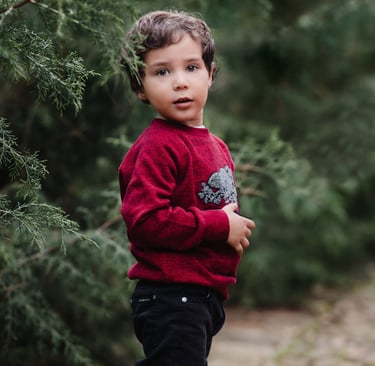 un niño pequeño en el bosque