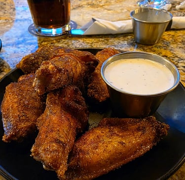 seasoned smoked wings with ramekin of ranch