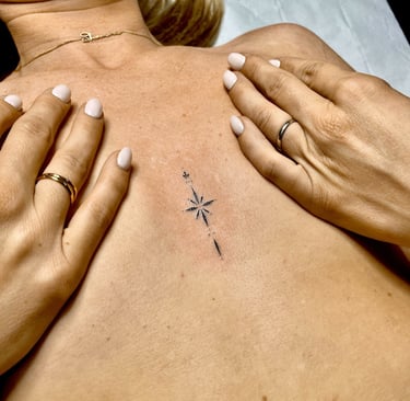 geometric fine line tattoo artist Marbella