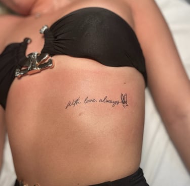 minimal lettering tattoo Marbella