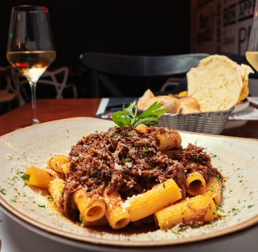 a pasta pasta pasta with meat and cheese